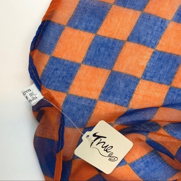 Orange & Blue Spirit Checkerboard Infinity Scarf - Picture 4 of 4